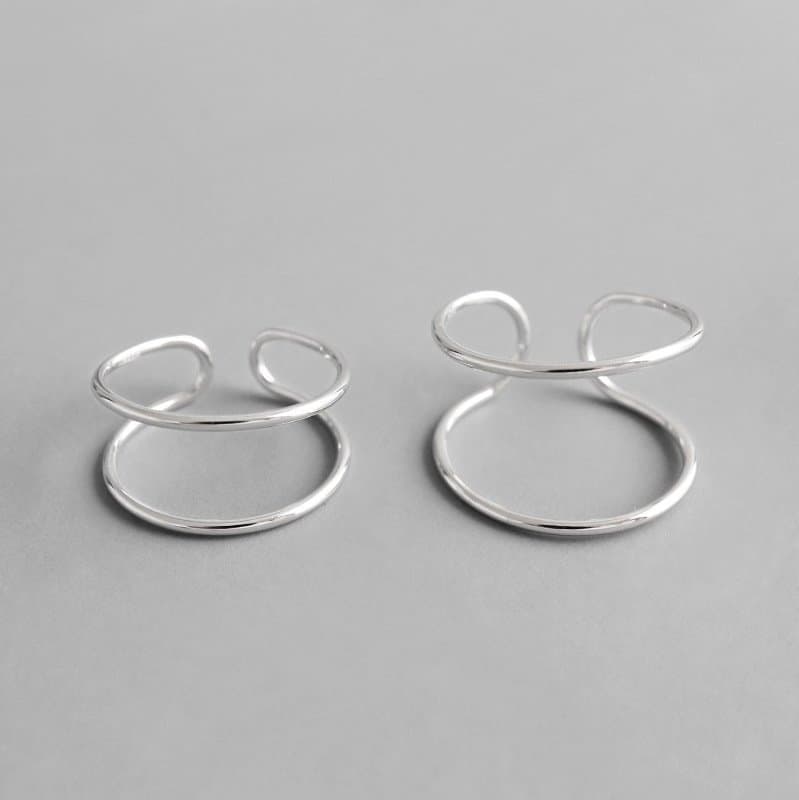 Hollow Double Layers 925 Sterling Silver Adjustable Ring