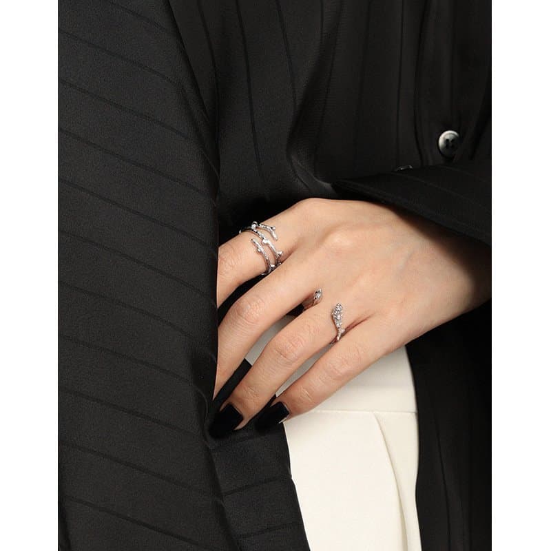 Multi Layer Branches 925 Sterling Silver Adjustable Ring