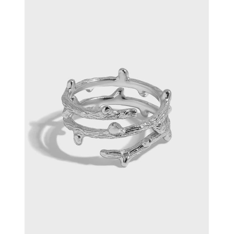 Multi Layer Branches 925 Sterling Silver Adjustable Ring