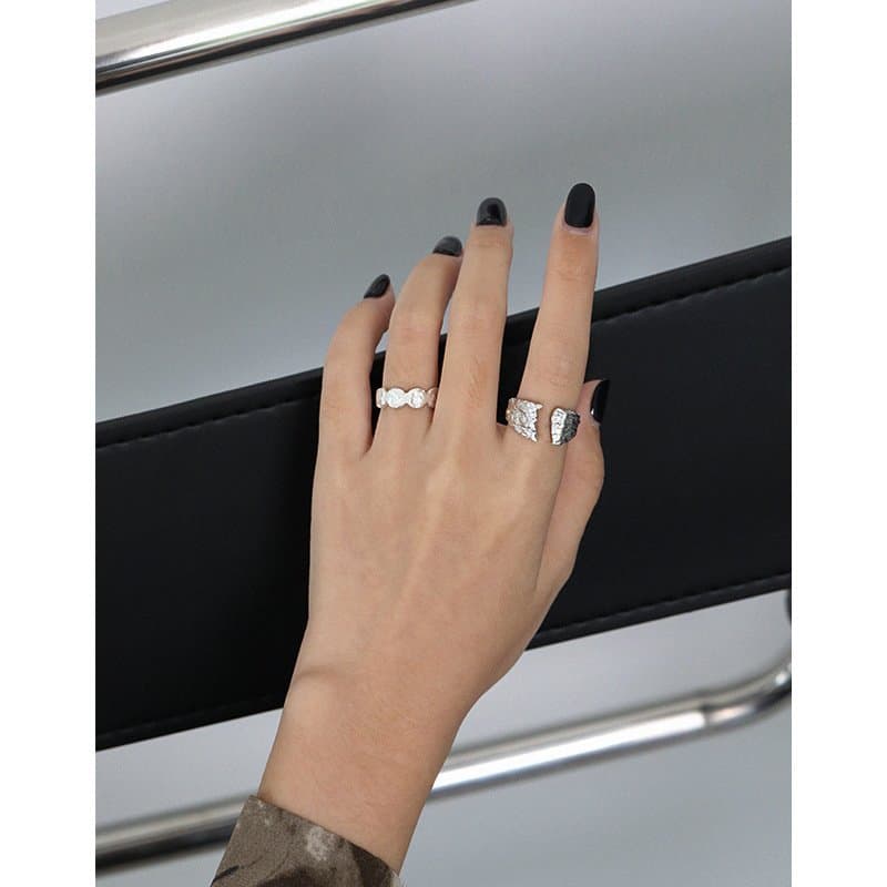 Irregular Geometric 925 Sterling Silver Adjustable Ring