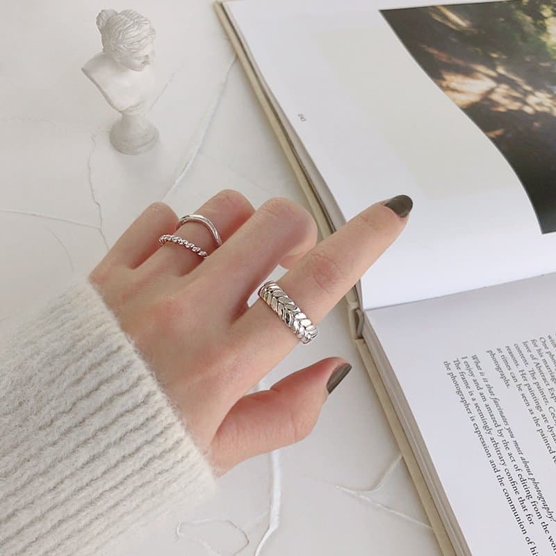Wheat Twisted Pattern 925 Sterling Silver Adjustable Ring