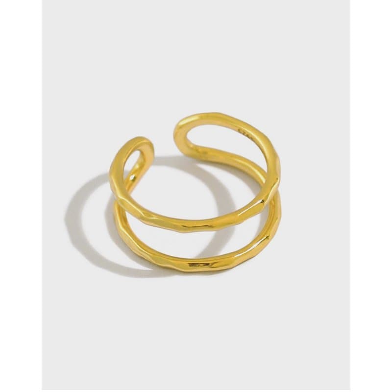 Classic Double Layer Lines 925 Sterling Silver Adjustable Ring