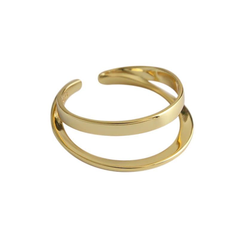 Double Layer 925 Sterling Silver Adjustable Ring