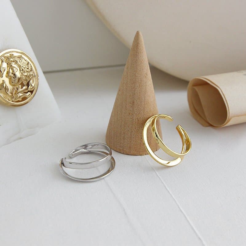 Double Layer 925 Sterling Silver Adjustable Ring