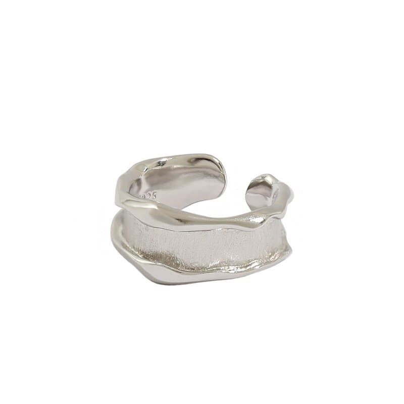 Wide Wave 925 Sterling Silver Adjustable Ring
