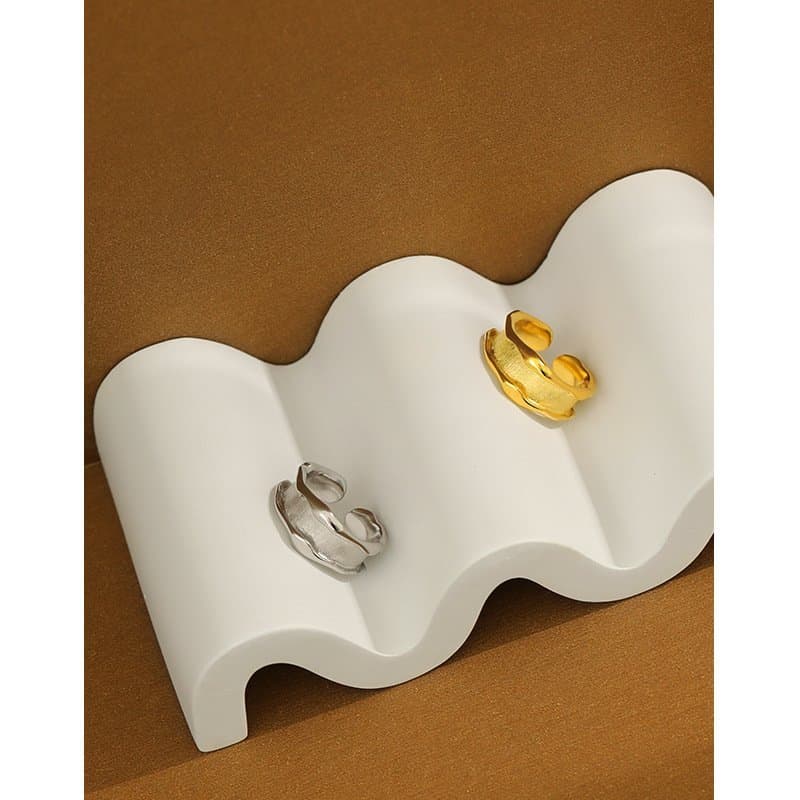 Wide Wave 925 Sterling Silver Adjustable Ring