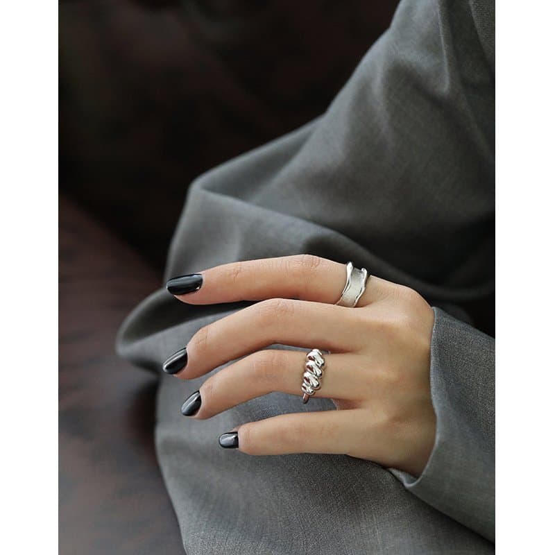 Wide Wave 925 Sterling Silver Adjustable Ring