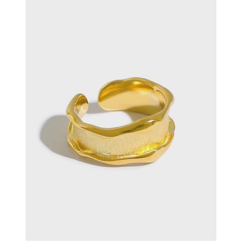 Wide Wave 925 Sterling Silver Adjustable Ring