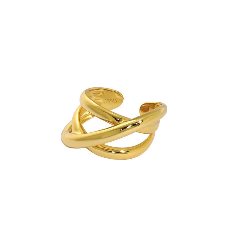 Triple Lines Cross 925 Sterling Silver Adjustable Ring