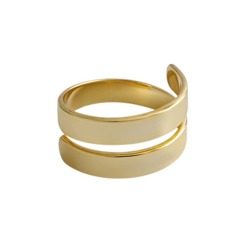 Wide Double Layer 925 Sterling Silver Adjustable Ring