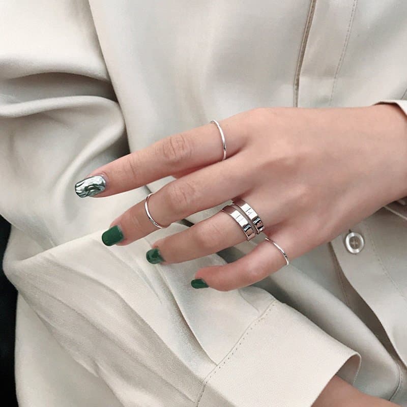 Wide Double Layer 925 Sterling Silver Adjustable Ring