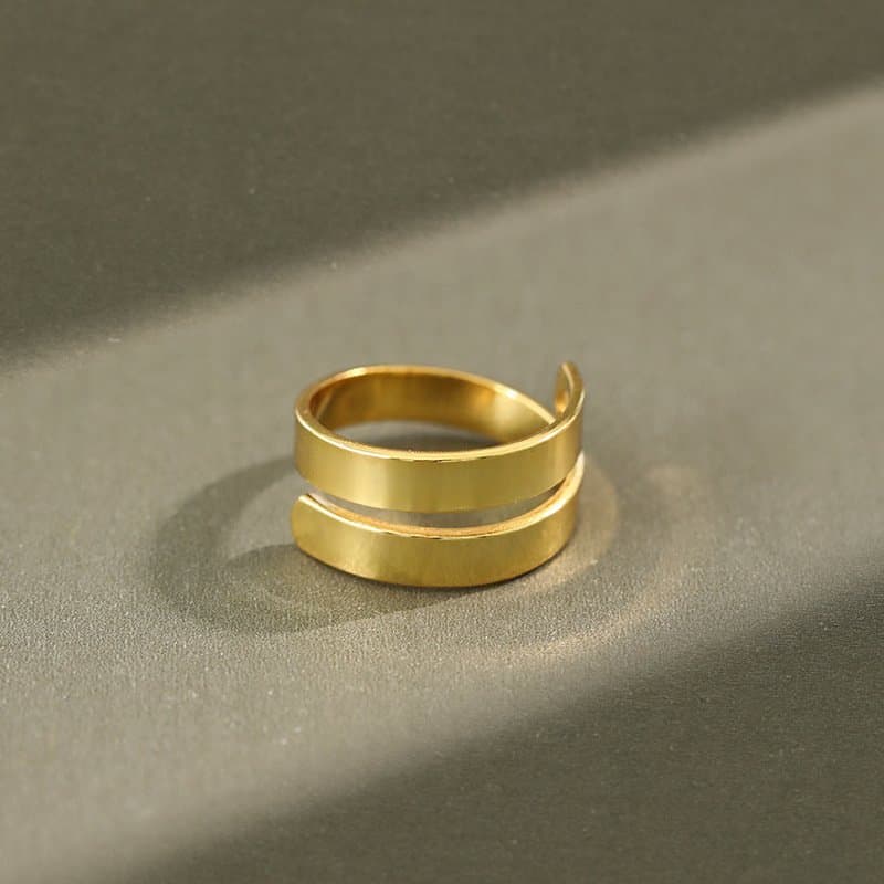Wide Double Layer 925 Sterling Silver Adjustable Ring