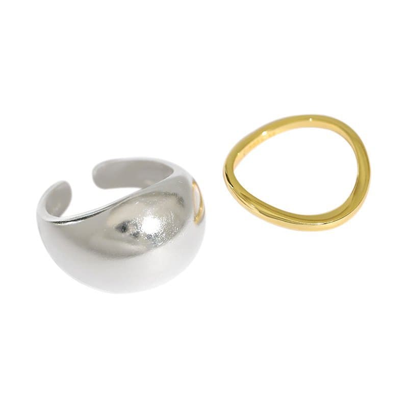 Geometric Round Lines 925 Sterling Silver Adjustable Stacker Ring