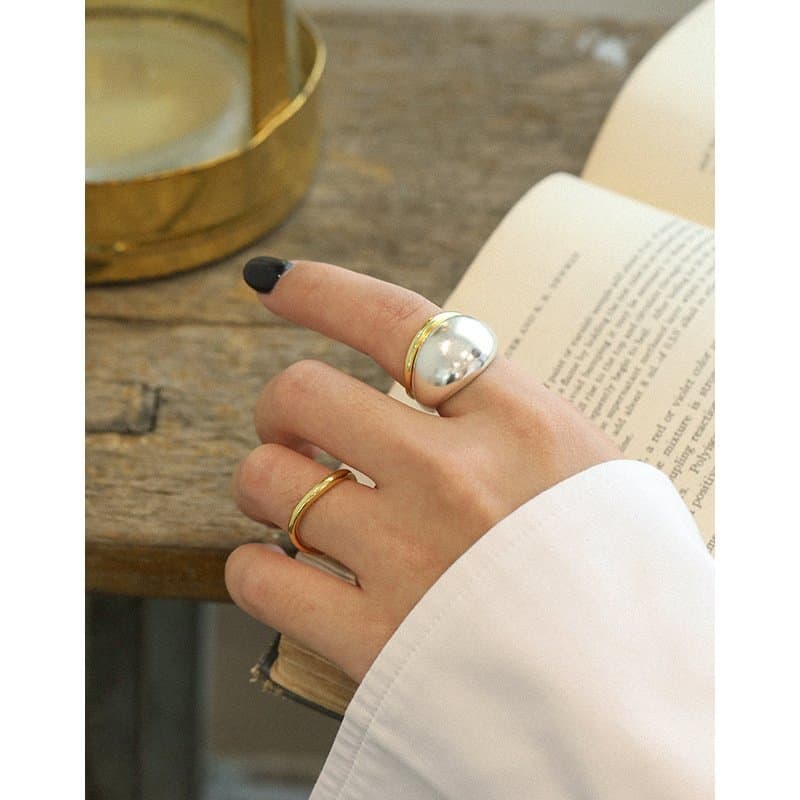 Geometric Round Lines 925 Sterling Silver Adjustable Stacker Ring