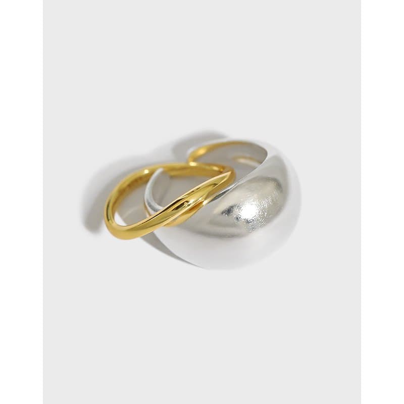 Geometric Round Lines 925 Sterling Silver Adjustable Stacker Ring