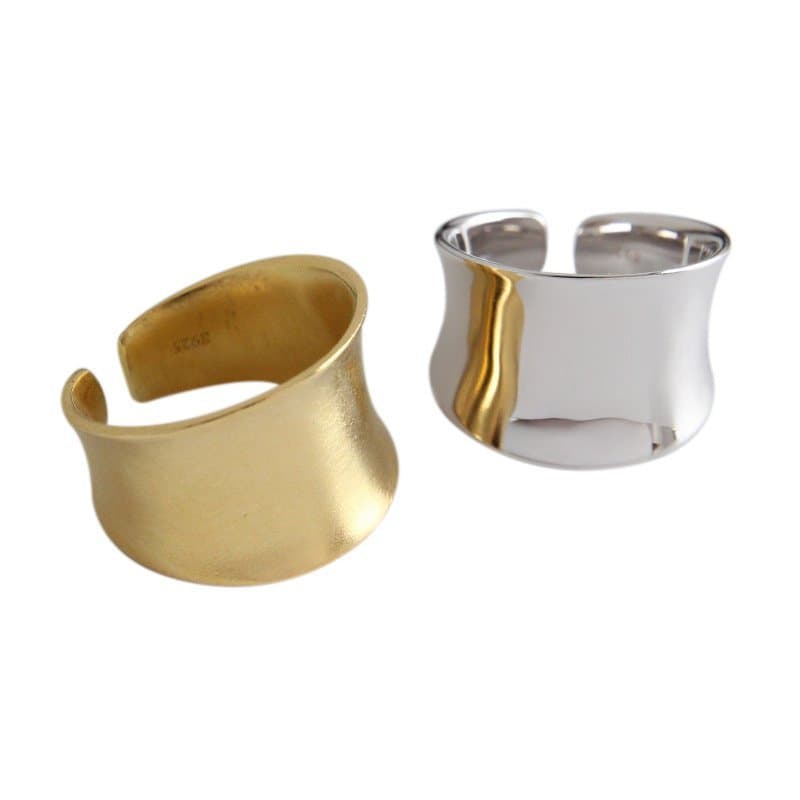 Wide Irregular 925 Sterling Silver Adjustable Ring