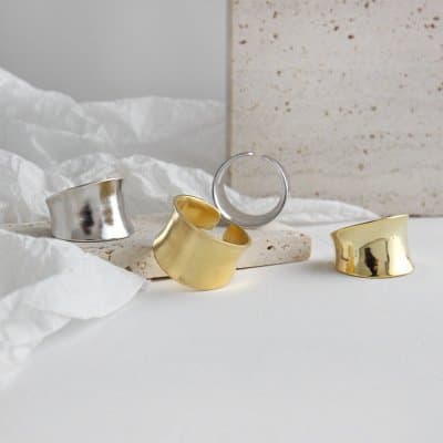 Wide Irregular 925 Sterling Silver Adjustable Ring