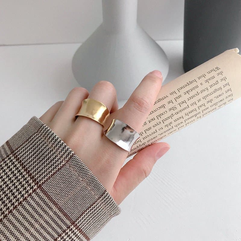 Wide Irregular 925 Sterling Silver Adjustable Ring