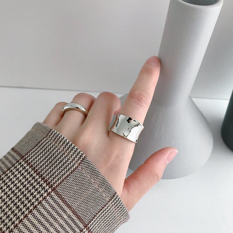Wide Irregular 925 Sterling Silver Adjustable Ring