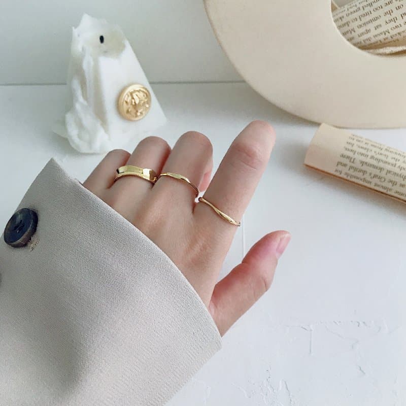 Tiny Irregular Wave 925 Sterling Silver Adjustable Ring