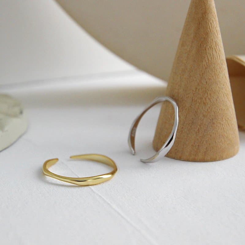 Tiny Irregular Wave 925 Sterling Silver Adjustable Ring