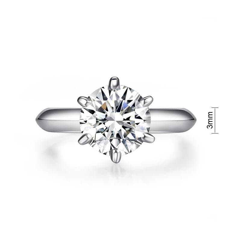 2.5 Carat Moissanite Diamond (9 mm) Ring 6 Claws