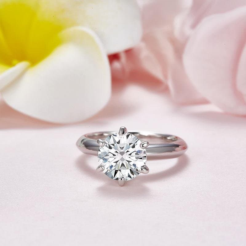 2.5 Carat Moissanite Diamond (9 mm) Ring 6 Claws