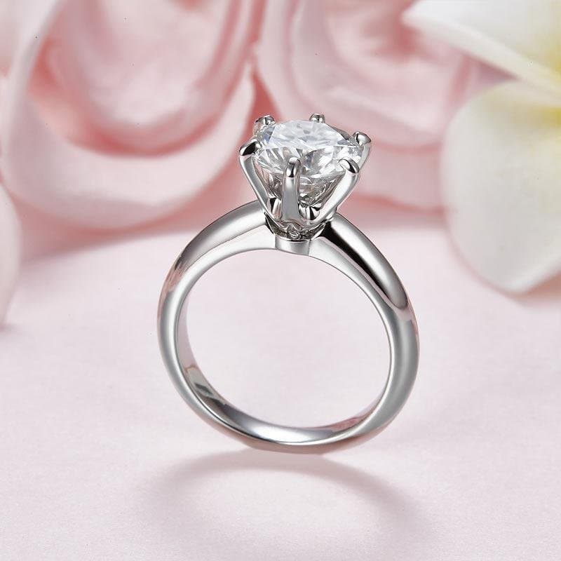 2.5 Carat Moissanite Diamond (9 mm) Ring 6 Claws