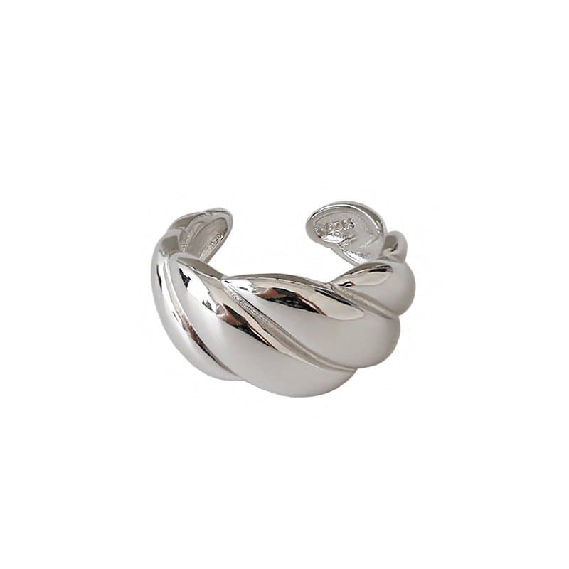 Wide Twisted Weaving 925 Sterling Silver Adjustable Ring