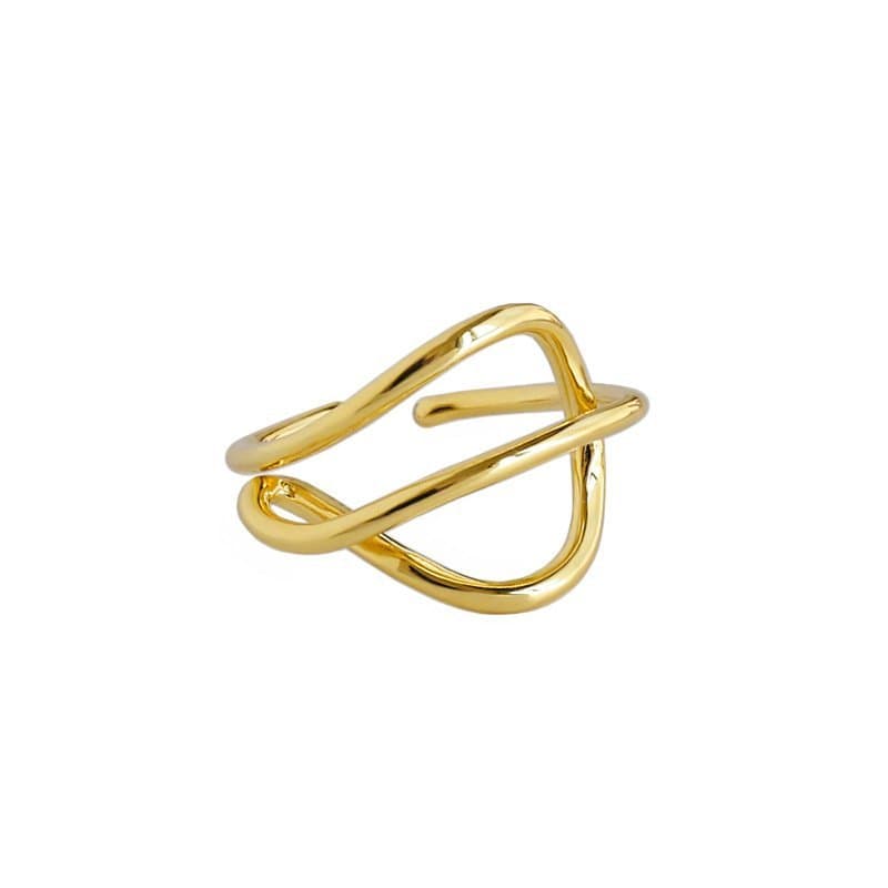 Wide Braided Lines 925 Sterling Silver Adjustable Ring