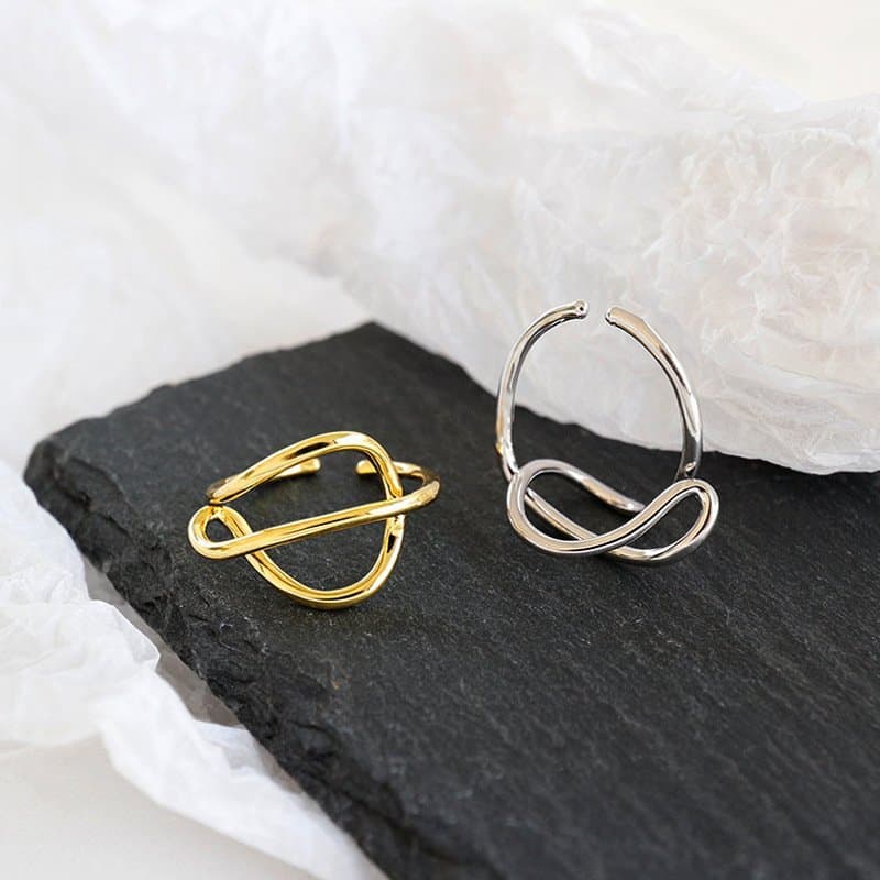 Wide Braided Lines 925 Sterling Silver Adjustable Ring