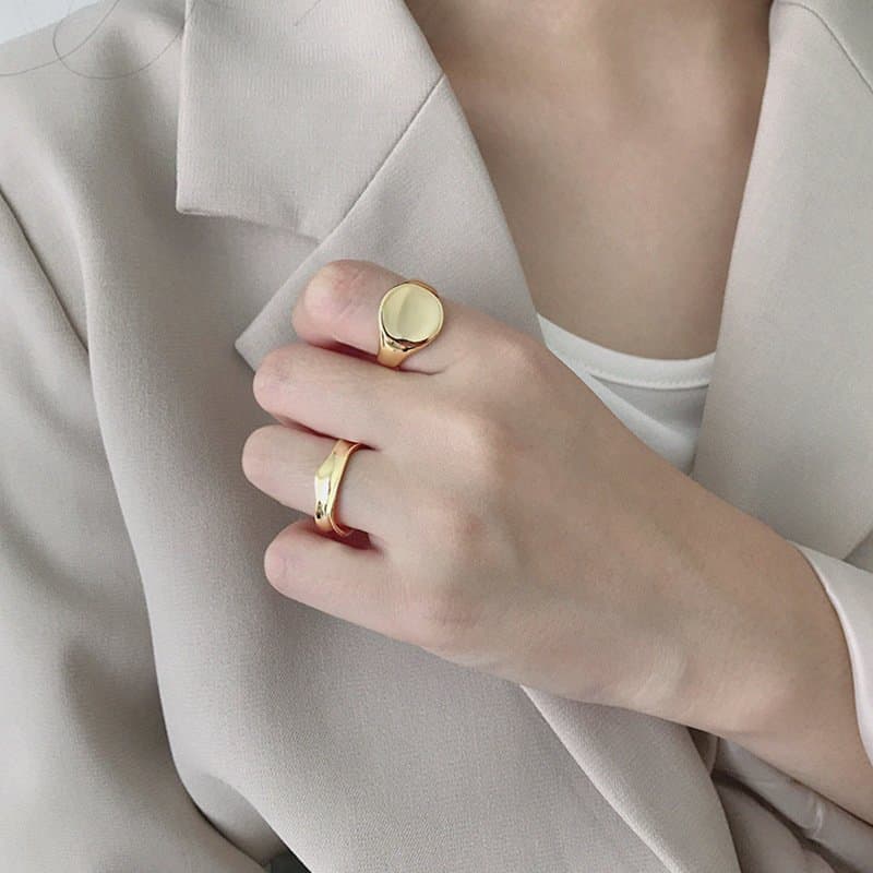 Geometric Round 925 Sterling Silver Adjustable Ring