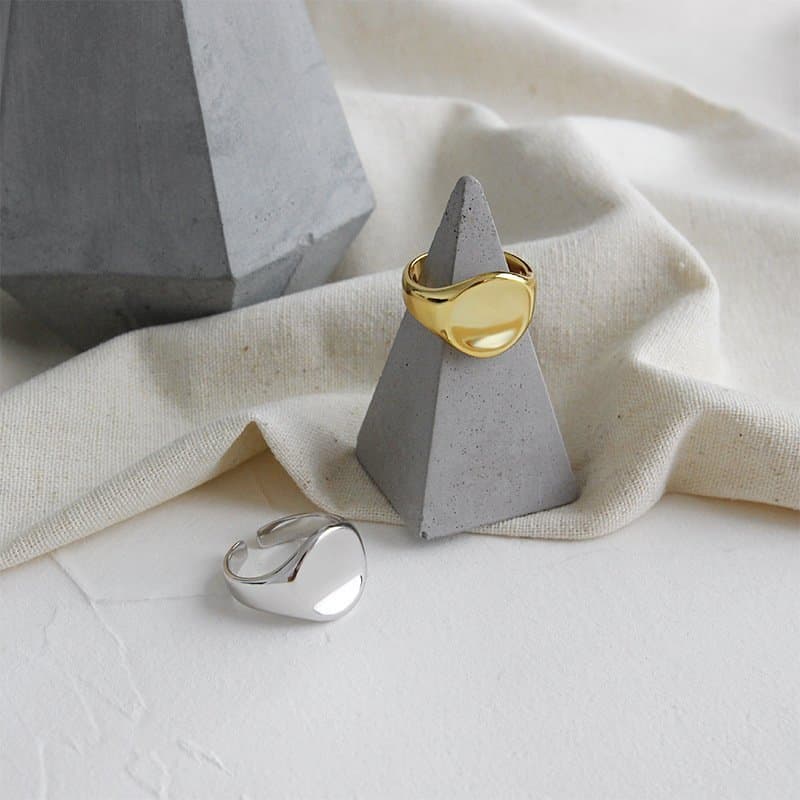 Geometric Round 925 Sterling Silver Adjustable Ring