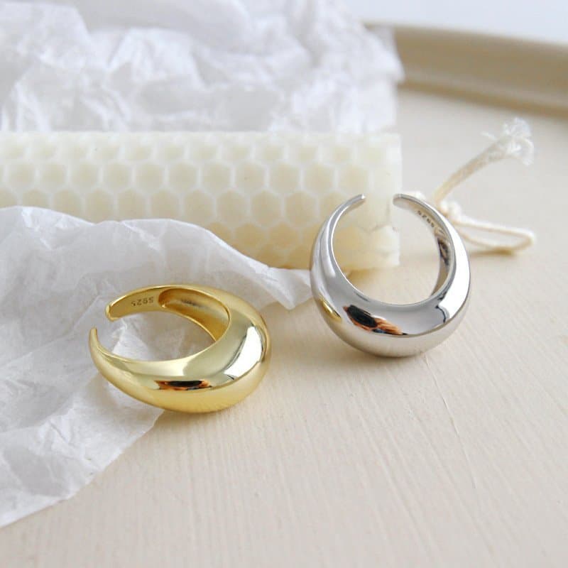 Round Circle Wide 925 Sterling Silver Adjustable Ring