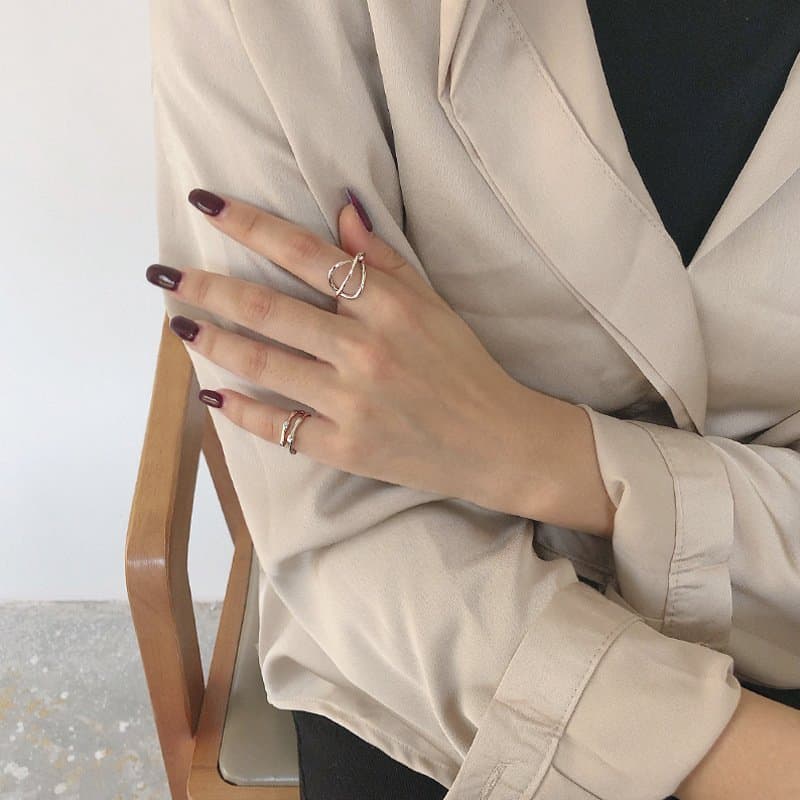 Double Layer Irregular 925 Sterling Silver Adjustable Tail Ring