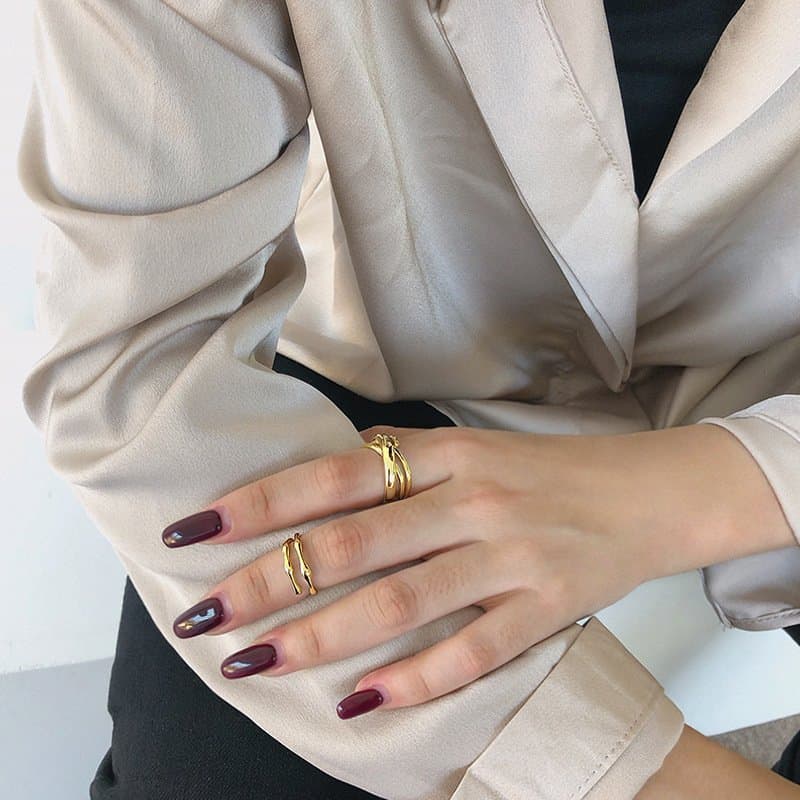 Double Layer Irregular 925 Sterling Silver Adjustable Tail Ring