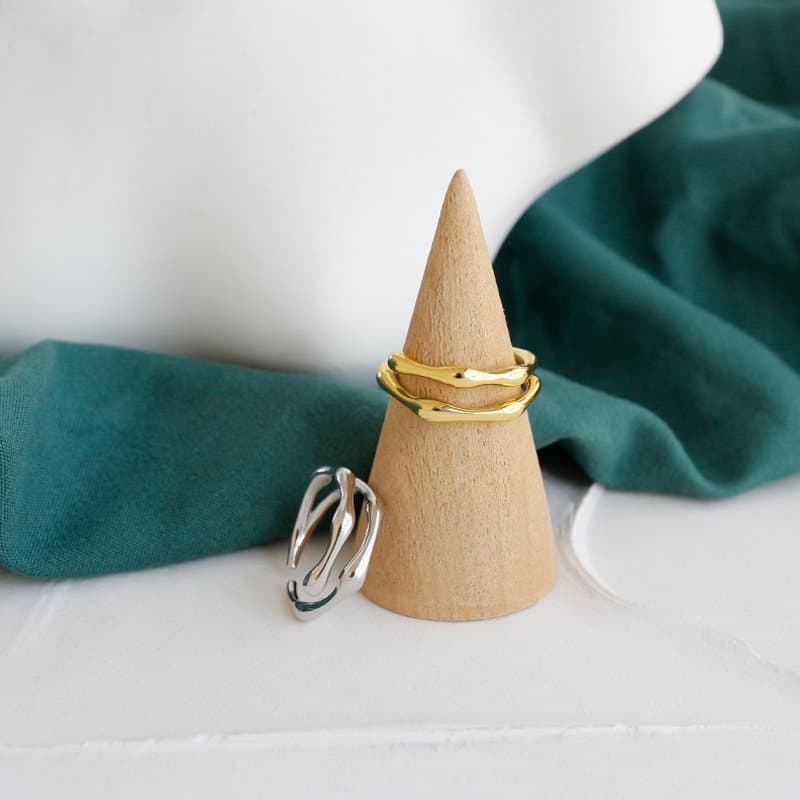 Double Layer Irregular 925 Sterling Silver Adjustable Tail Ring