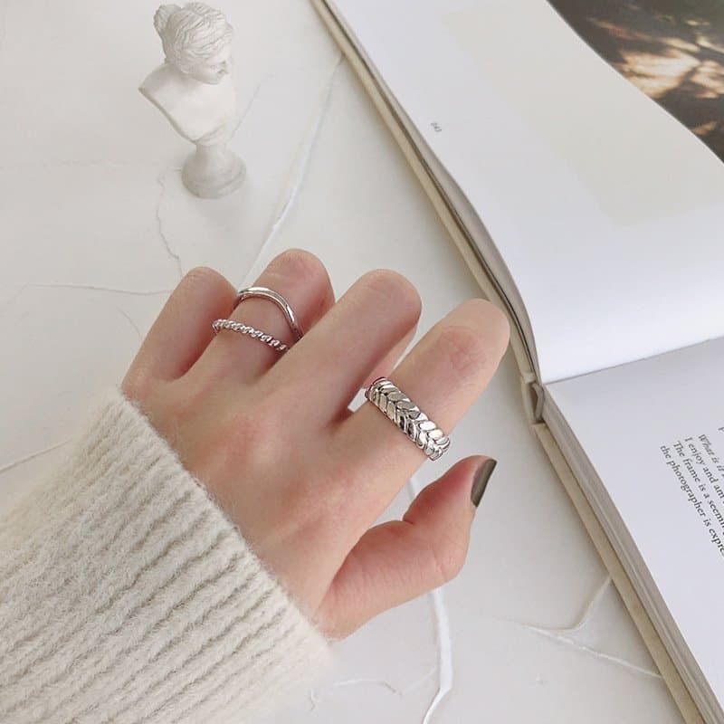 Double Layer Twisted 925 Sterling Silver Adjustable Ring