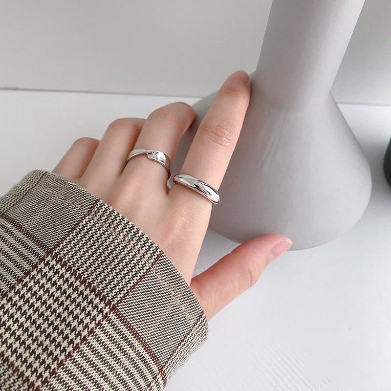 Geometric Circle 925 Sterling Silver Adjustable Ring