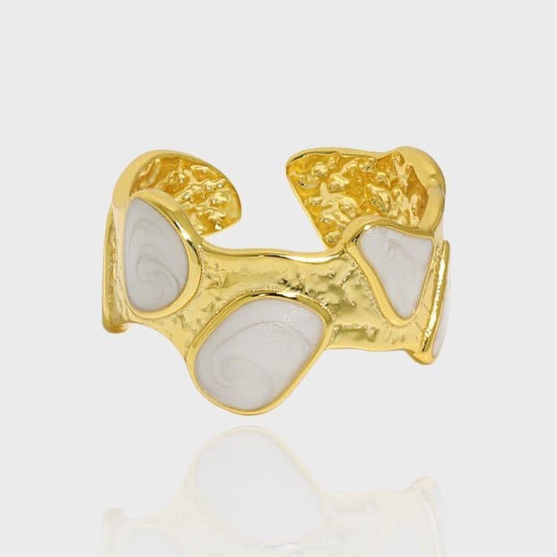 Epoxy Stones 925 Sterling Silver Adjustable Ring