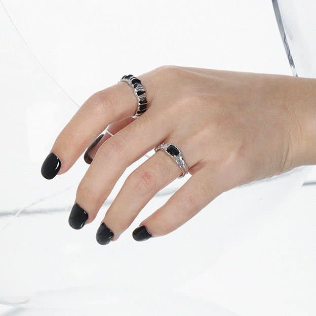 Geometric Square CZ Irregular 925 Sterling Silver Adjustable Ring