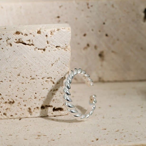 Classic Twisted 925 Sterling Silver Adjustable Ring