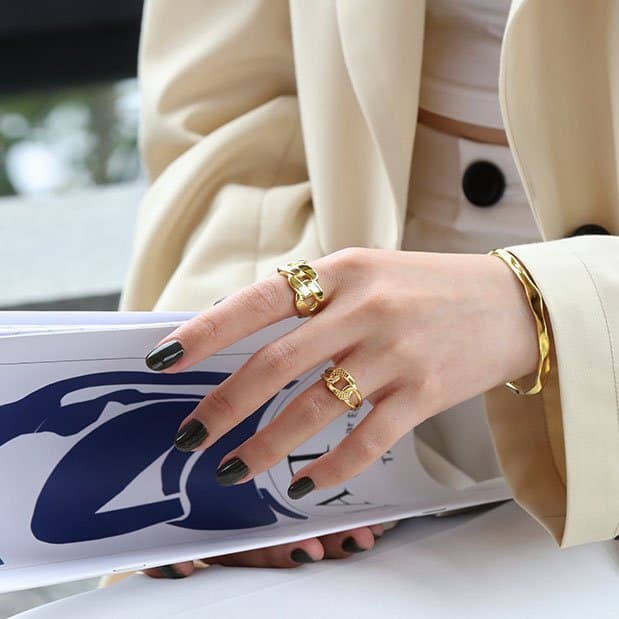 Thick Hollow Chain 925 Sterling Silver Adjustable Ring