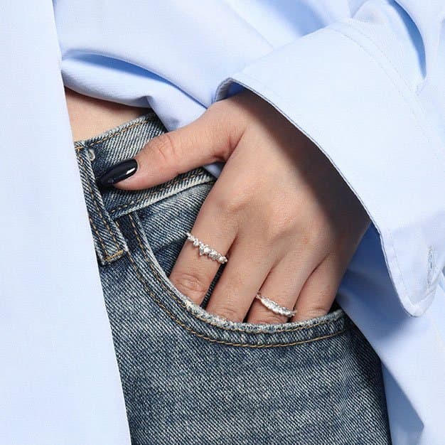Classic Irregular 925 Sterling Silver Adjustable Ring