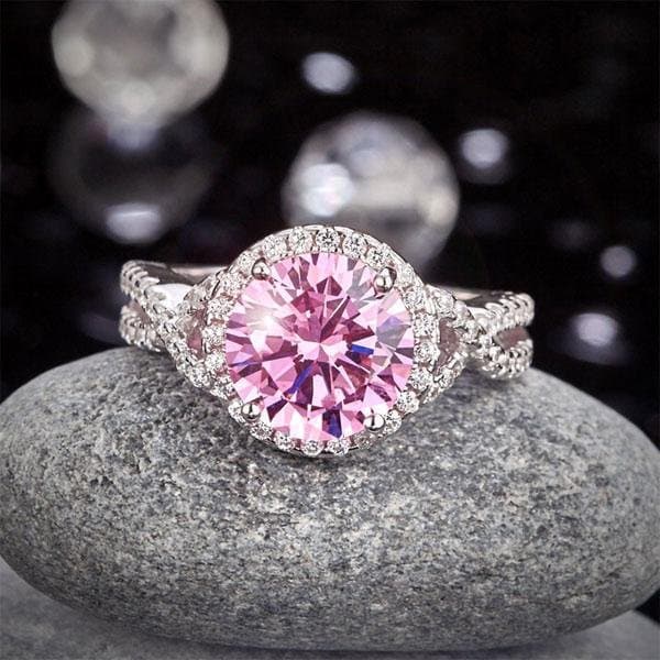 3 Carat Fancy Pink Created Diamond Ring