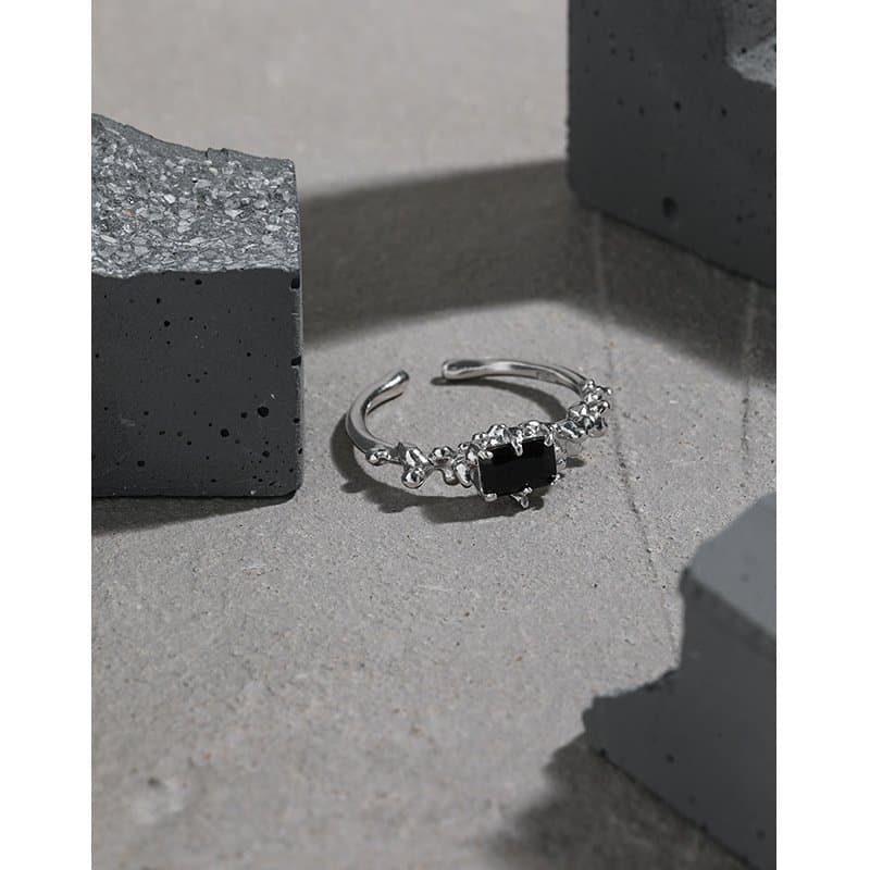 Geometric CZ Rectangle 925 Sterling Silver Adjustable Rings
