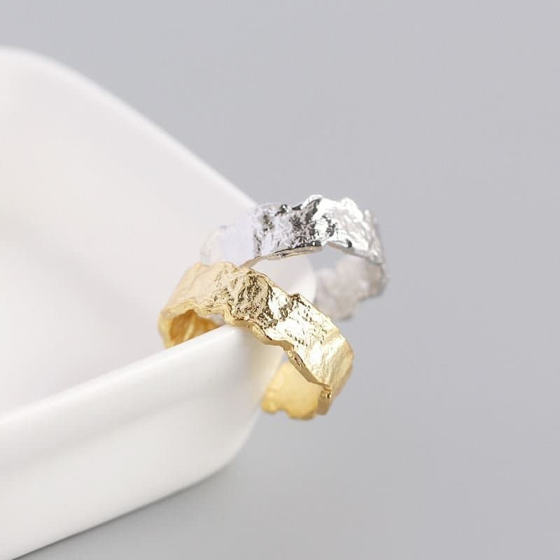 Irregular Folding Paper 925 Sterling Silver Adjustable Ring