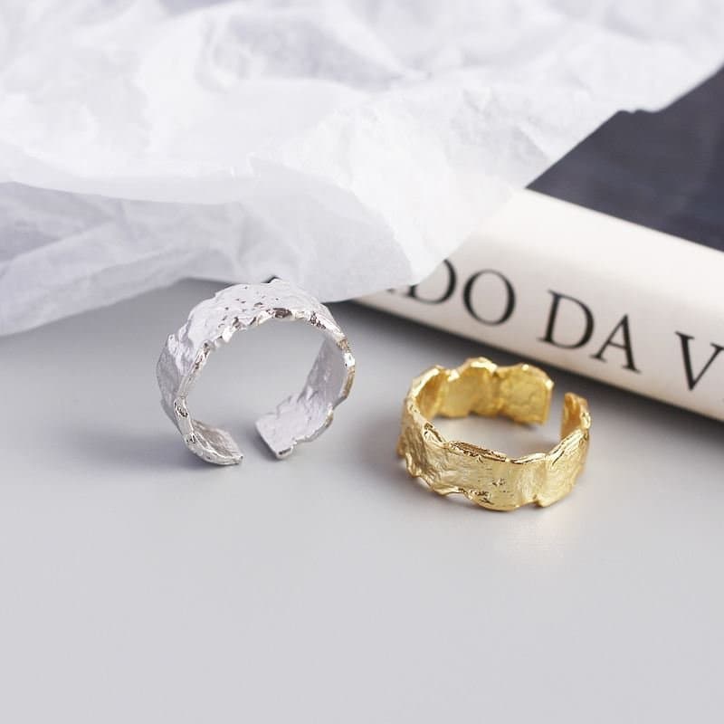 Irregular Folding Paper 925 Sterling Silver Adjustable Ring