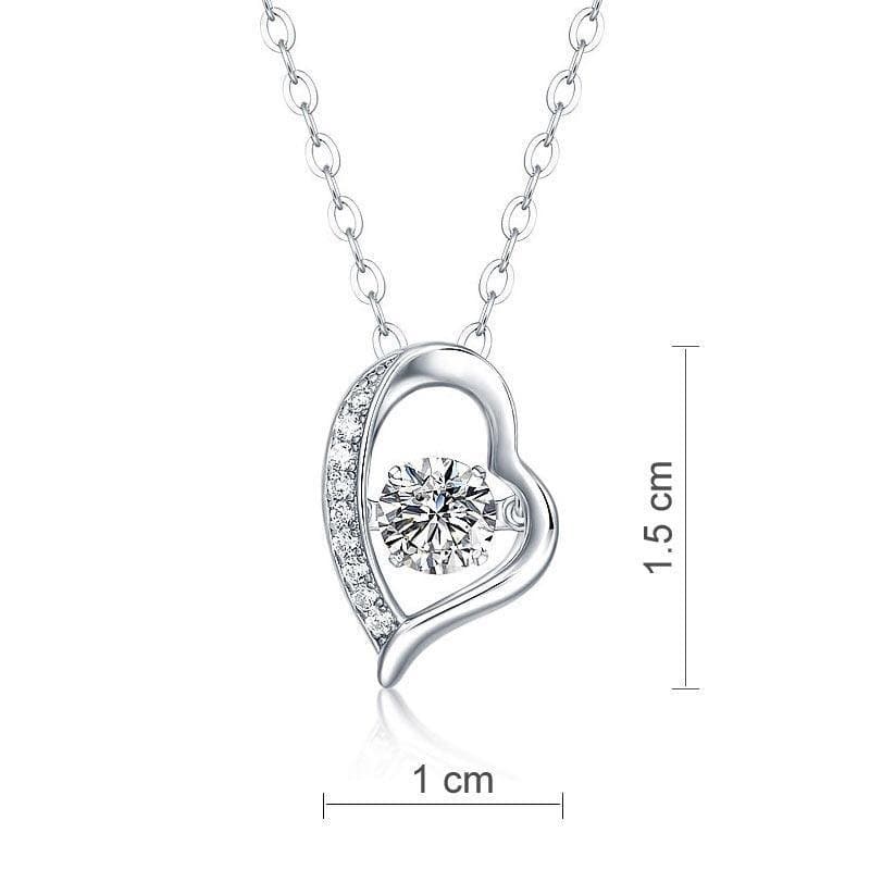 0.5 Carat Moissanite Diamond Dancing Stone Heart Necklace
