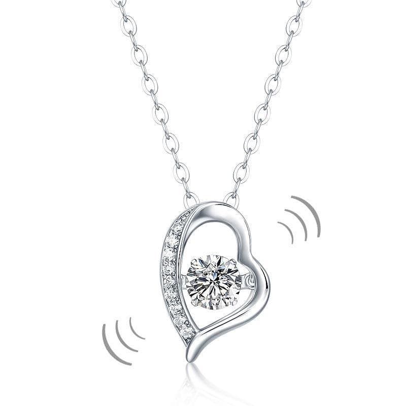 0.5 Carat Moissanite Diamond Dancing Stone Heart Necklace